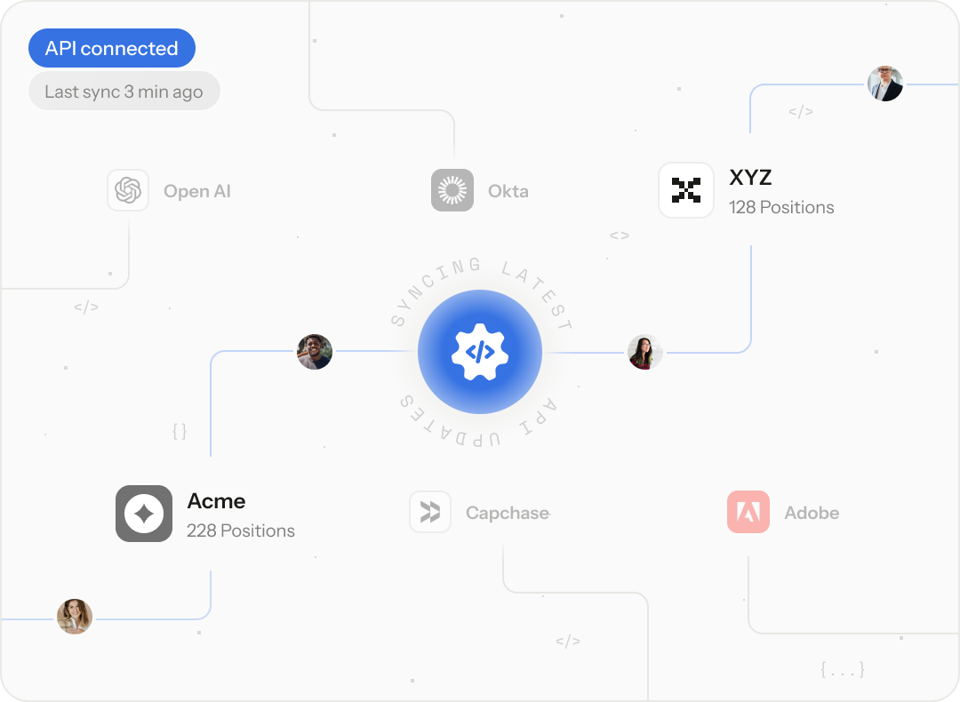 A sync icon that depicts that companies have been just synced through the API