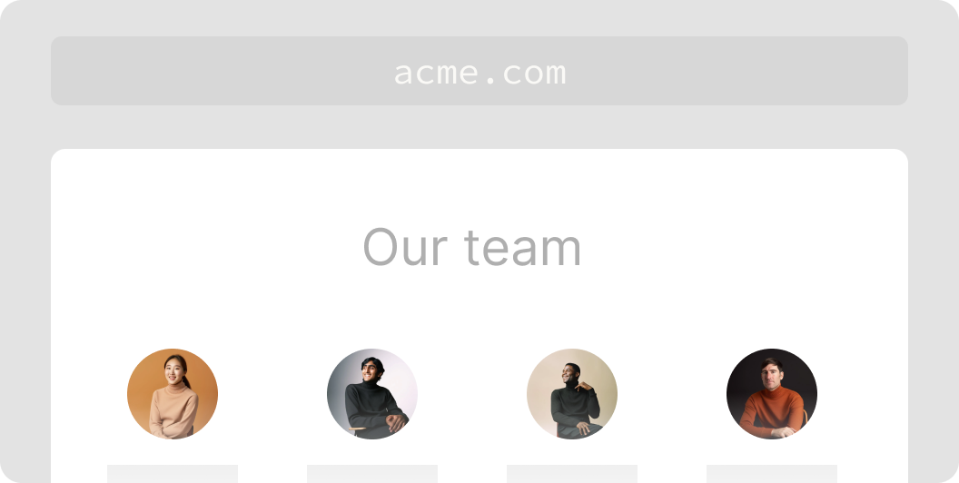 Visual showing a team page on a company website