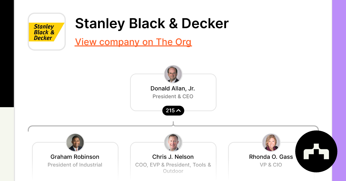 Donald Allan, Jr., President & Chief Executive Officer, Stanley Black &  Decker, Inc., President & Chief Executive Officer, Stanley Black & Decker,  Inc.