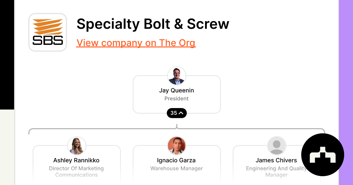 Specialty Bolt & Screw Org Chart, Teams, Culture & Jobs The Org