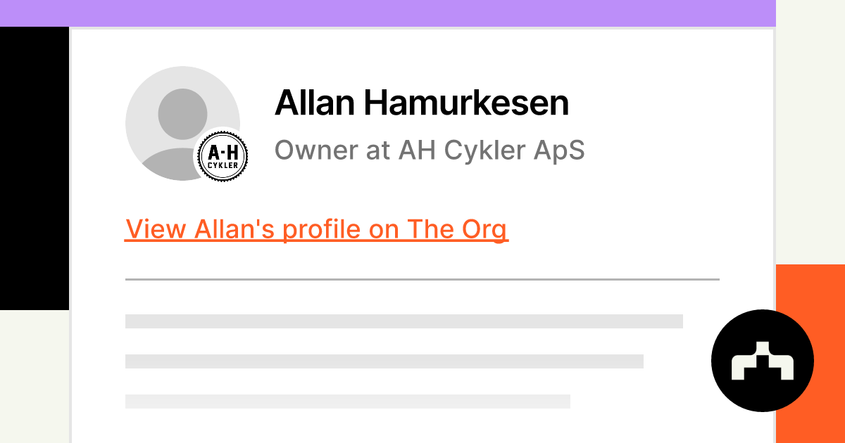 Allan Hamurkesen - Owner AH Cykler Org
