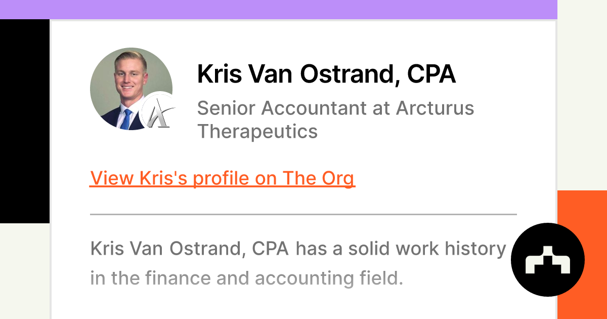 Kris Van Ostrand, CPA - Senior Accountant at Arcturus Therapeutics ...