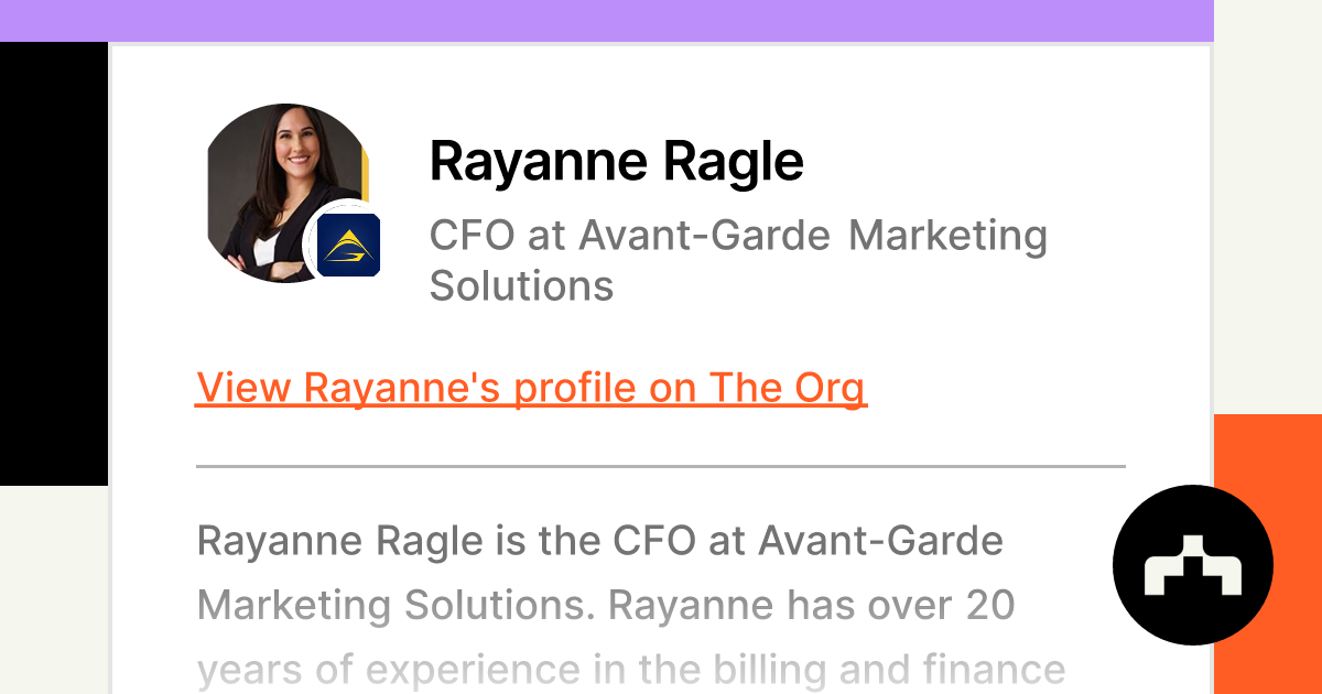 Rayanne Ragle Cfo At Avant Garde Marketing Solutions The Org