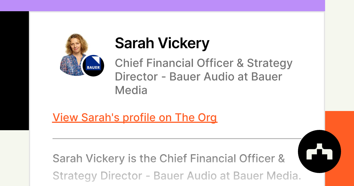 Sarah Vickery Chief Financial Officer And Strategy Director Bauer