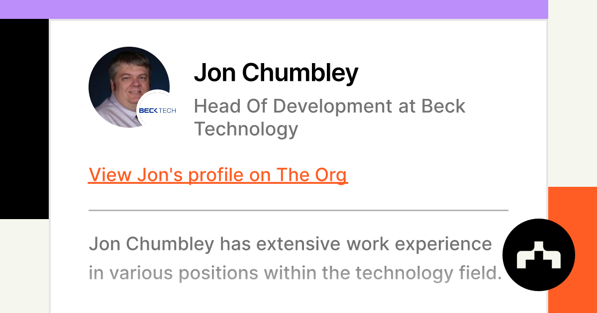 Jon Chumbley - Head Of Development - Beck Technology