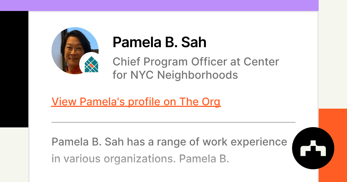 Pamela B. Sah - Chief Program Officer - Center for NYC