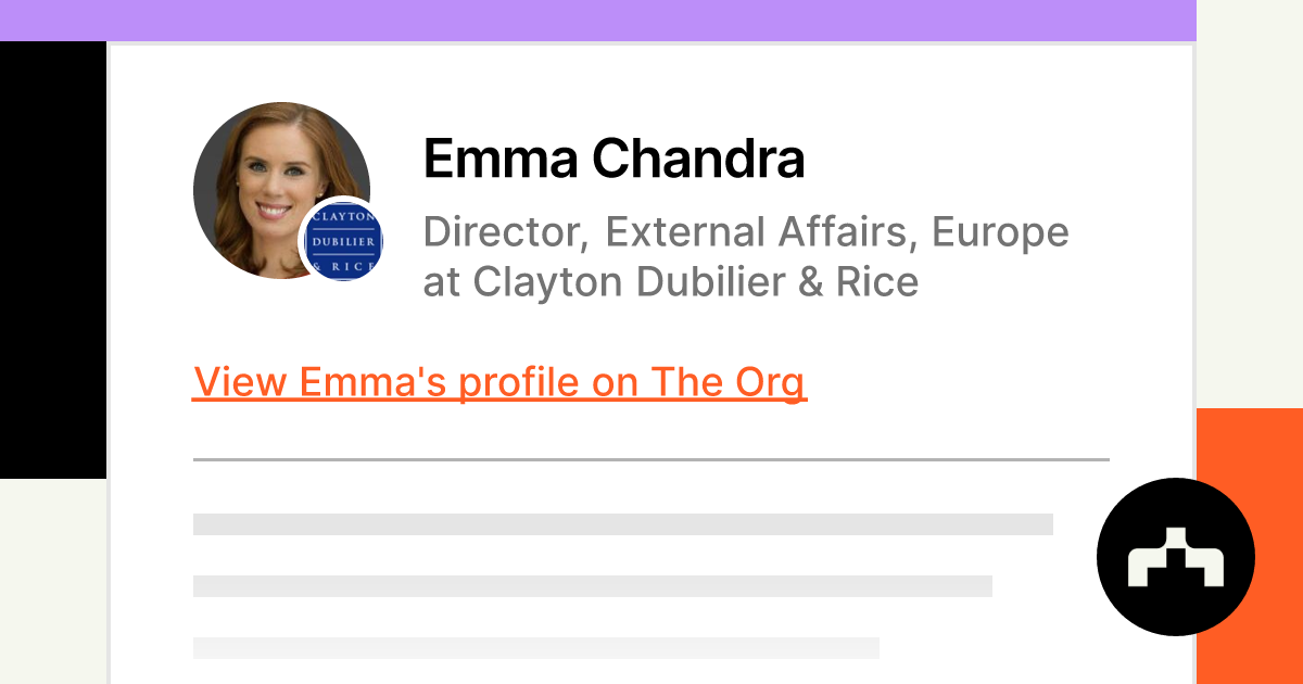 Emma Chandra - Director, External Affairs, Europe at Clayton Dubilier ...