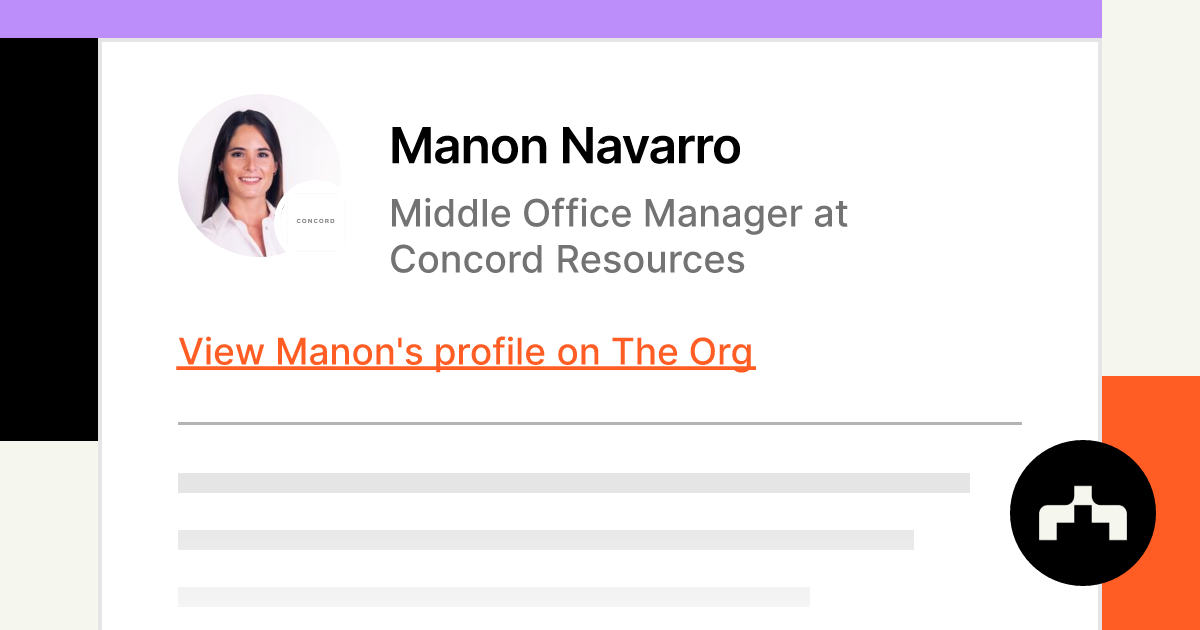 Manon Navarro - Middle Office Manager at Concord Resources | The Org