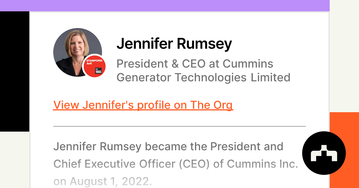 Jennifer - President & CEO at Cummins Generator Technologies Limited | The Org