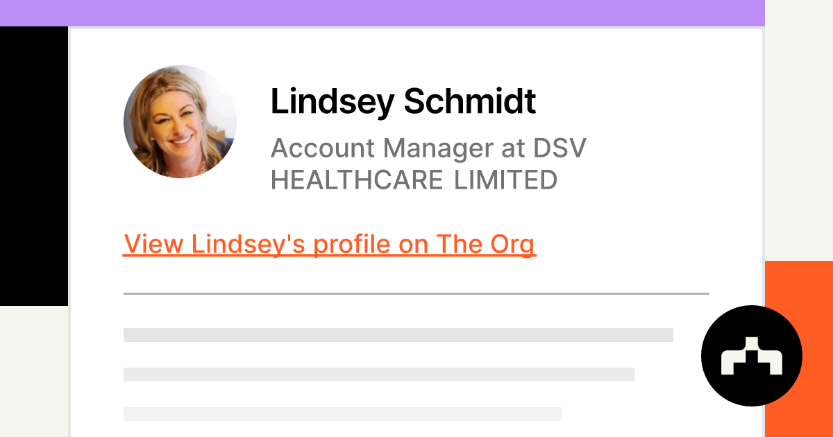 Lindsey Schmidt - Account Manager - DSV HEALTHCARE LIMITED