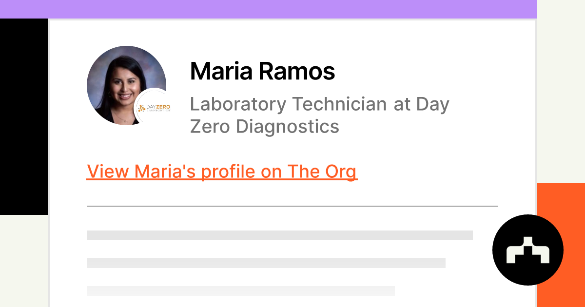 Maria Ramos Laboratory Technician At Day Zero Diagnostics The Org