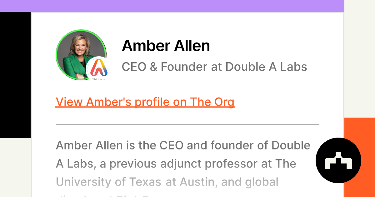 Amber Allen, Founder/Owner/CEO - Double A Labs