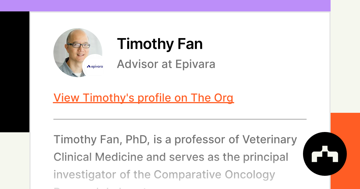 ser godt ud eskalere ide Timothy Fan - Advisor at Epivara | The Org