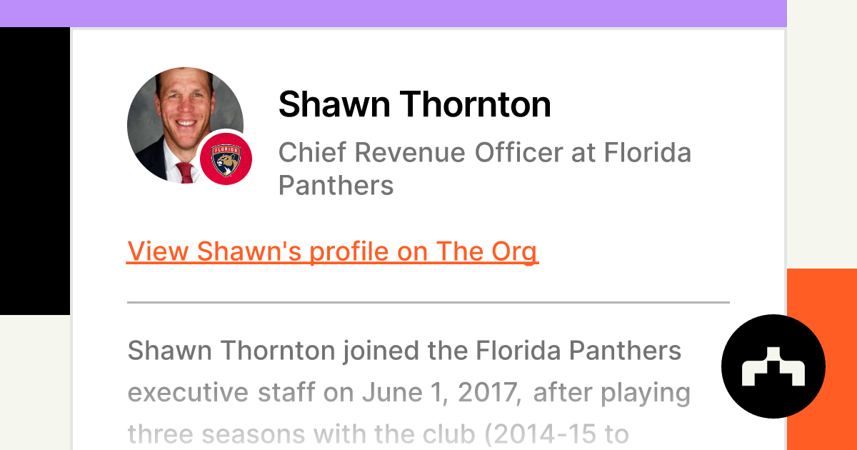 Shawn Thornton hired as Florida Panthers' business executive