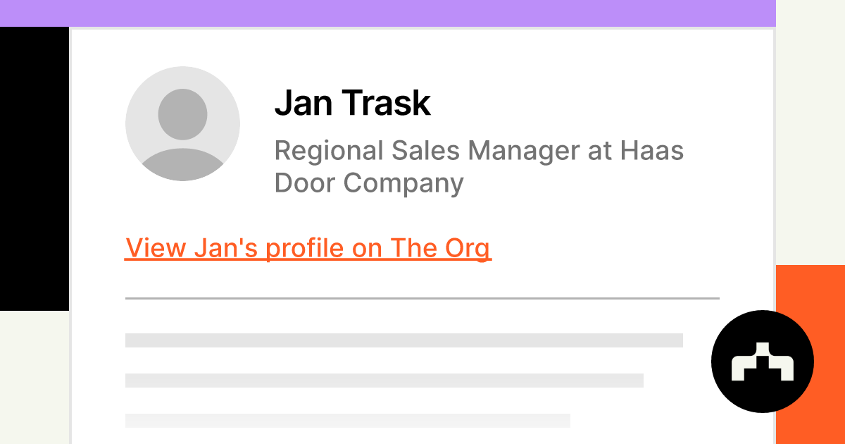 Jan Trask Regional Sales Manager at Haas Door Company The Org