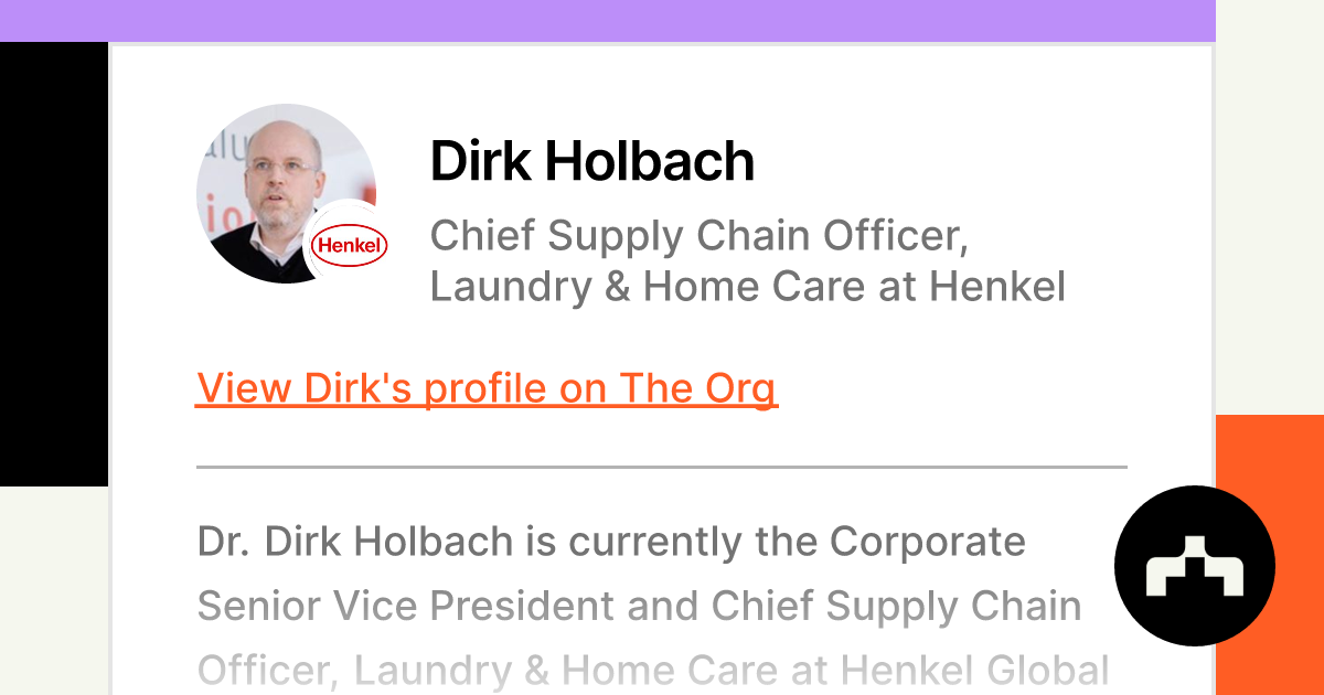 Henkel on X: Dirk Holbach, CSVP Global Supply Chain at Henkel