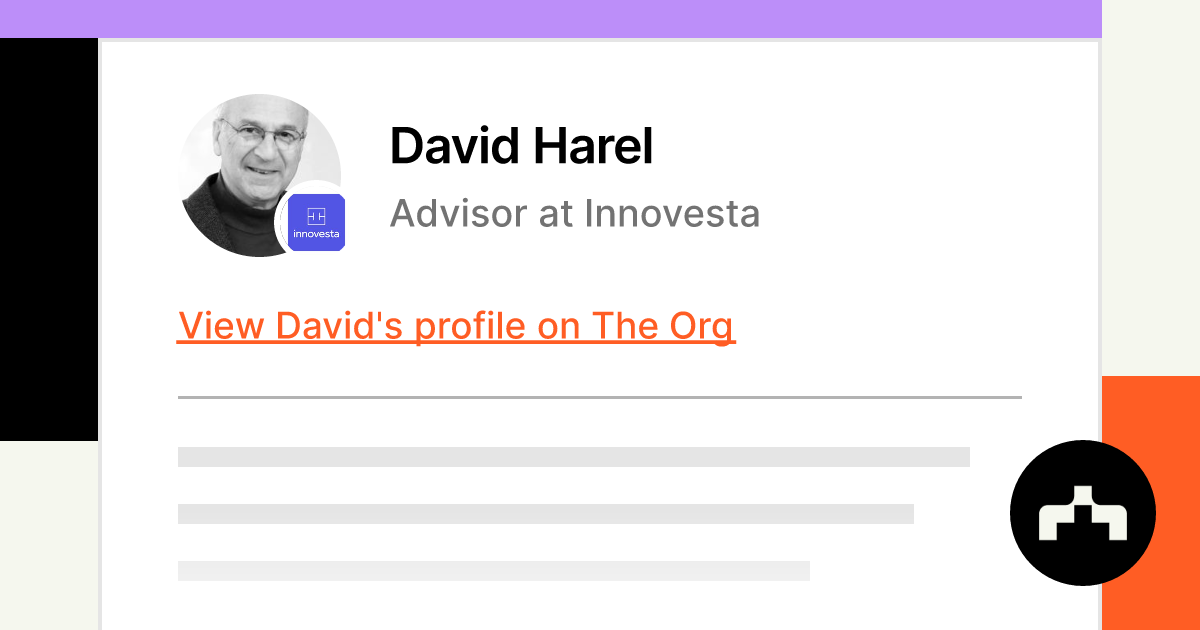 David Harel - Advisor at Innovesta | The Org