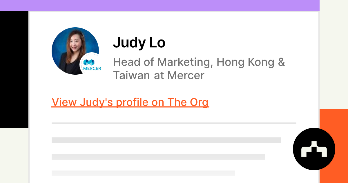 Judy Lo - Head of Marketing, Hong Kong & Taiwan at Mercer | The Org