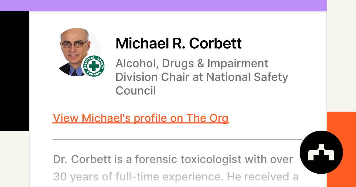 Michael R Corbett Alcohol Drugs Impairment Division Chair at