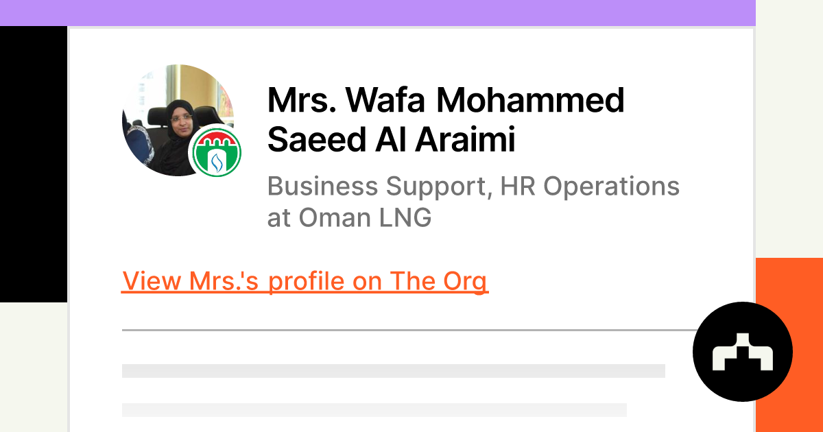 Mrs Wafa Mohammed Saeed Al Araimi Business Support Hr Operations At Oman Lng The Org 