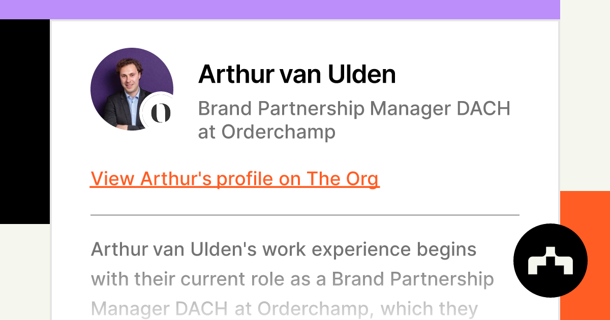 Arthur van Ulden - Brand Partnership Manager DACH at Orderchamp
