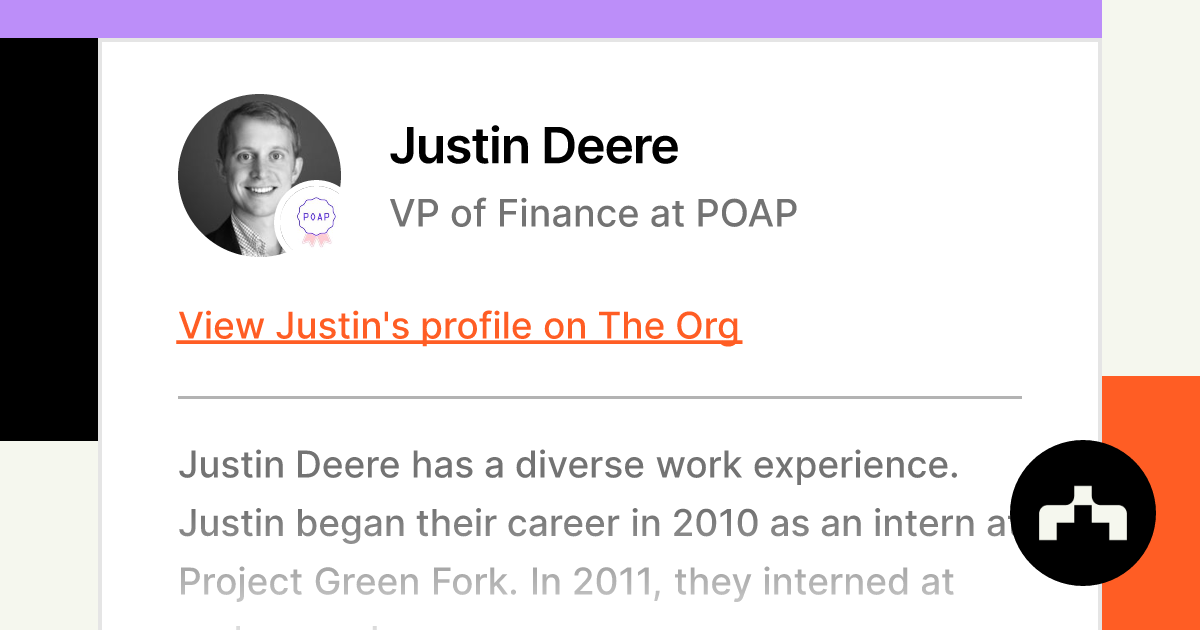 Justin Deere   VP of Finance at POAP   The Org