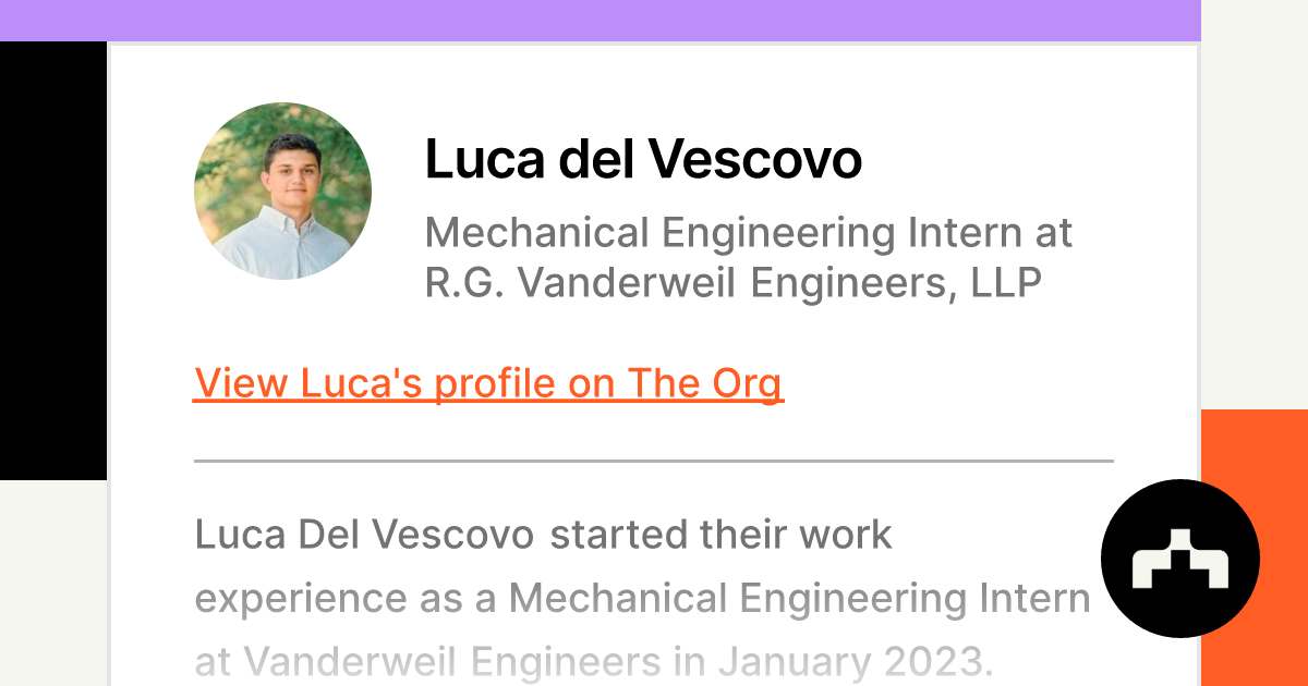 Luca del Vescovo - Mechanical Engineering Intern at R.G. Vanderweil  Engineers, LLP