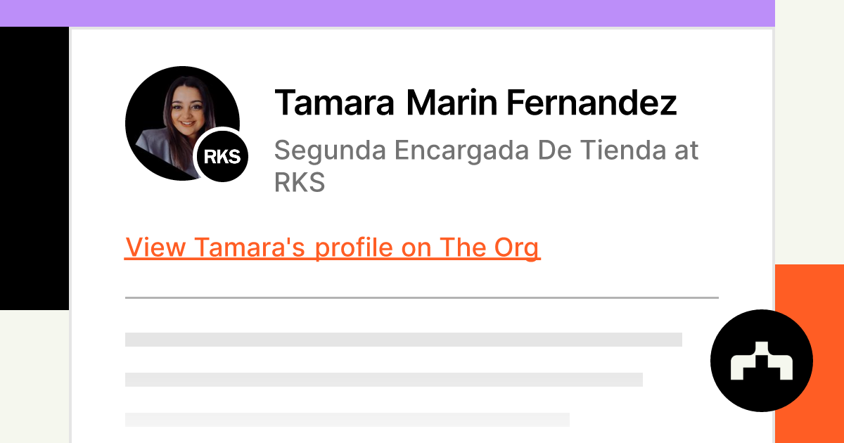 Tamara Marin Fernandez - Segunda Encargada De Tienda at RKS