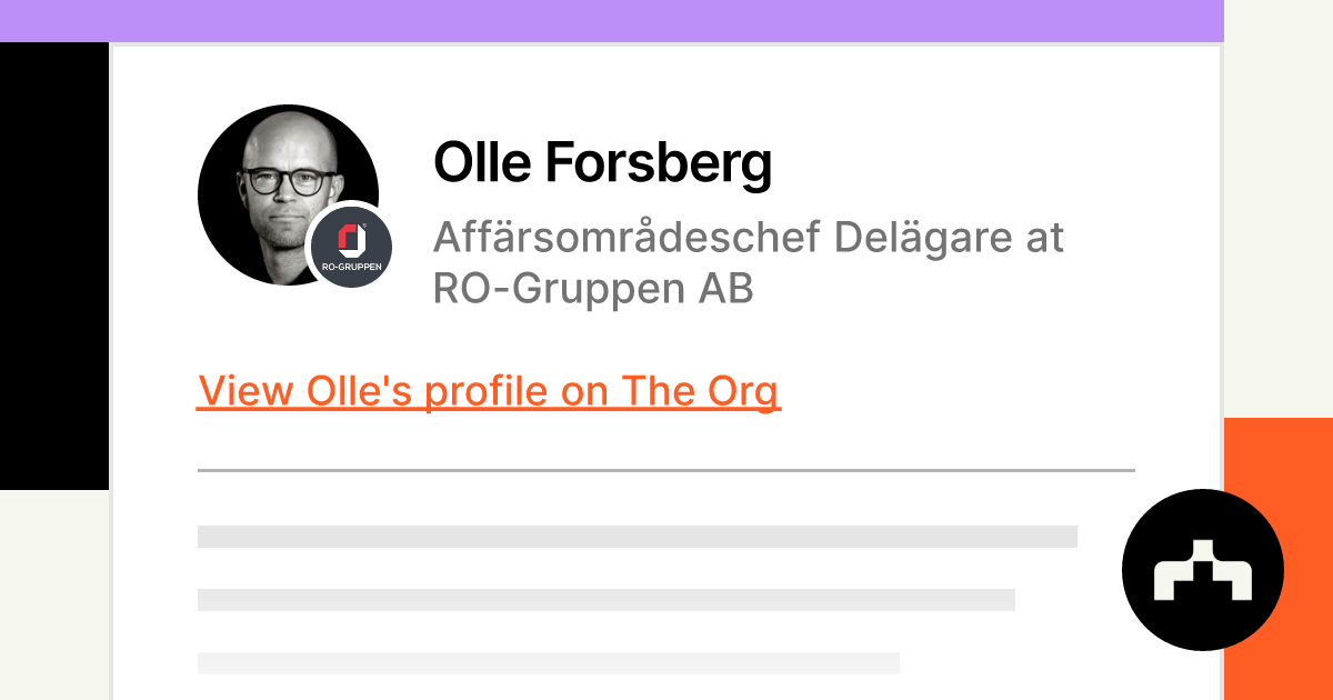 Olle Forsberg - Affärsområdeschef Delägare at RO-Gruppen AB | The Org