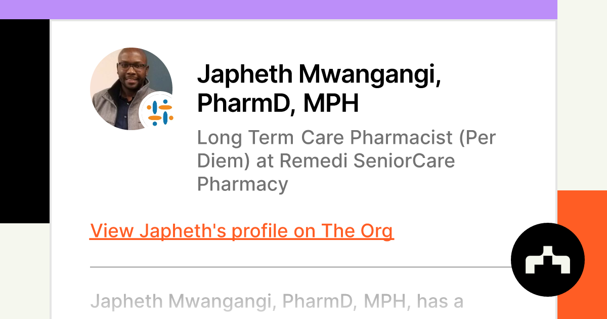Japheth Mwangangi, PharmD, MPH - Long Term Care Pharmacist (Per Diem) at  Remedi SeniorCare Pharmacy