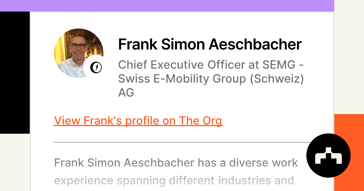 Frank Simon Aeschbacher - Chief Executive Officer at SEMG - Swiss E ...