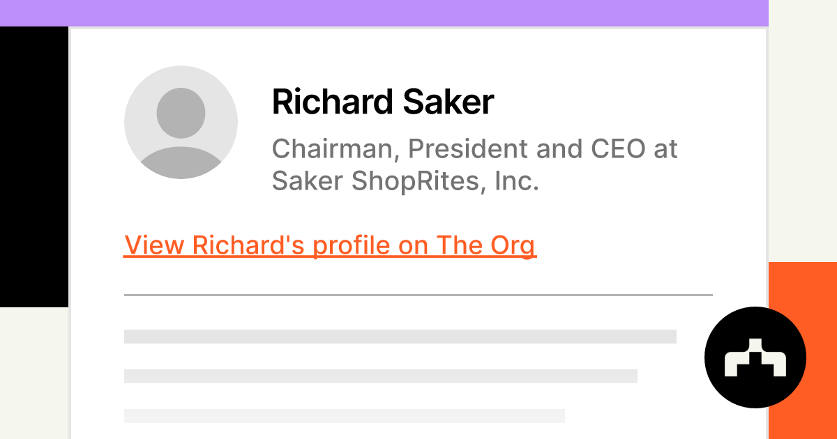 Richard Saker Chairman, President and CEO at Saker ShopRites, Inc