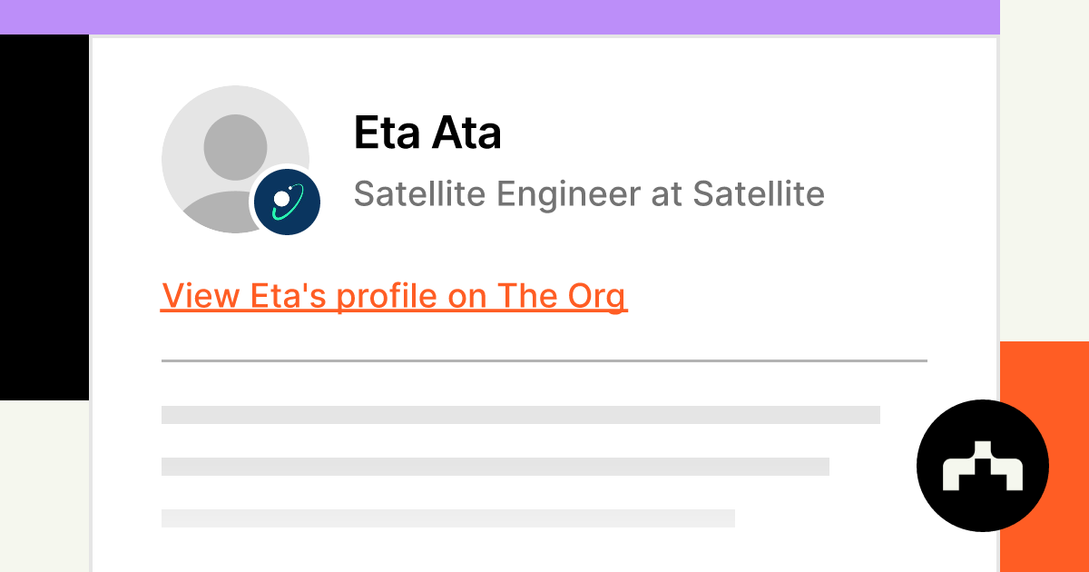 Eta Ata Satellite Engineer at Satellite The Org