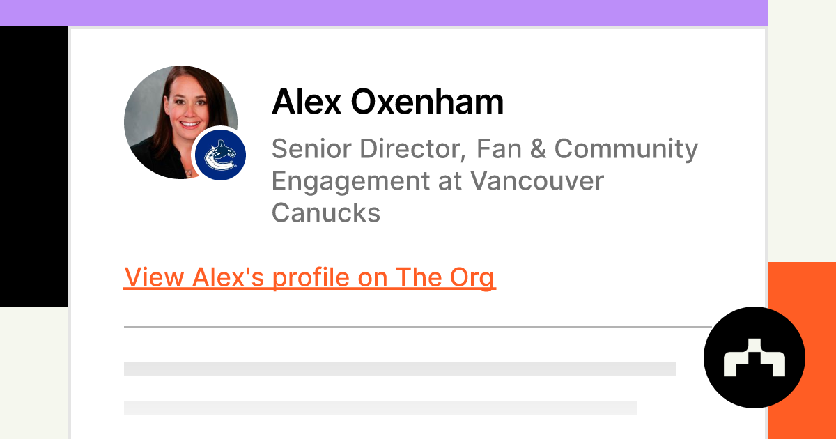 Alex Oxenham of The Vancouver Canucks marketing, philanthropic