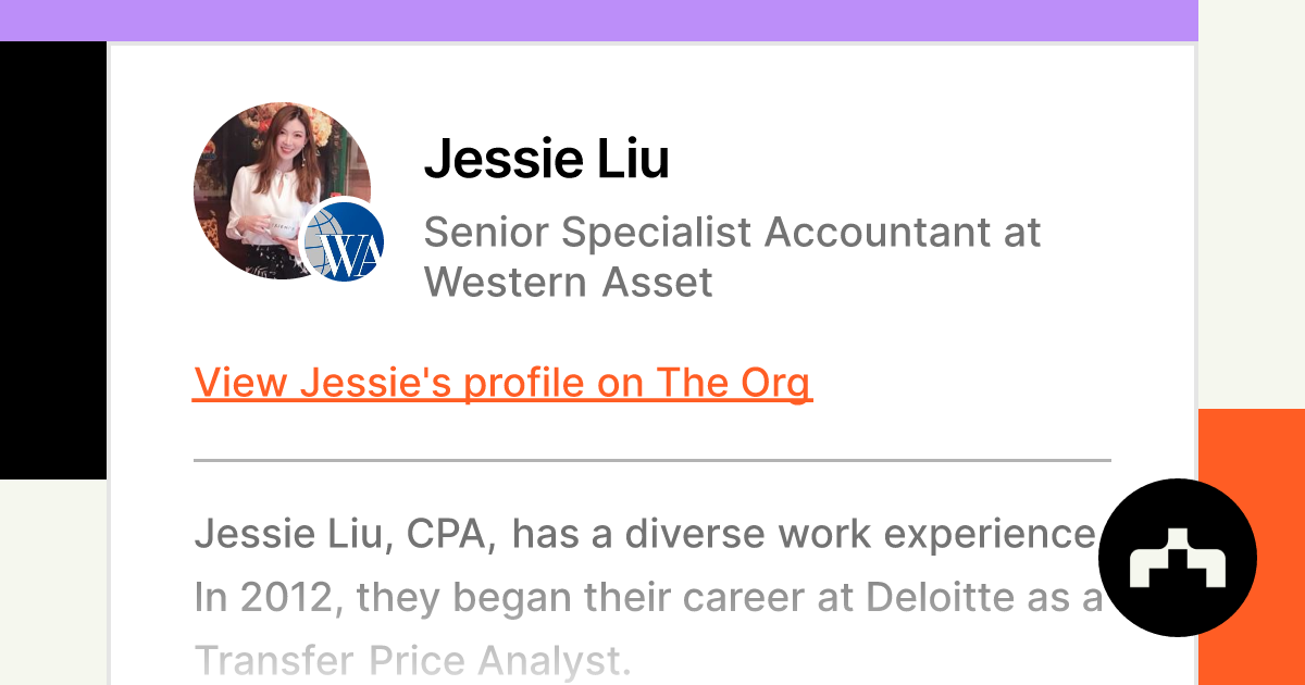 Jessie Liu - Senior Specialist Accountant at Western Asset | The Org