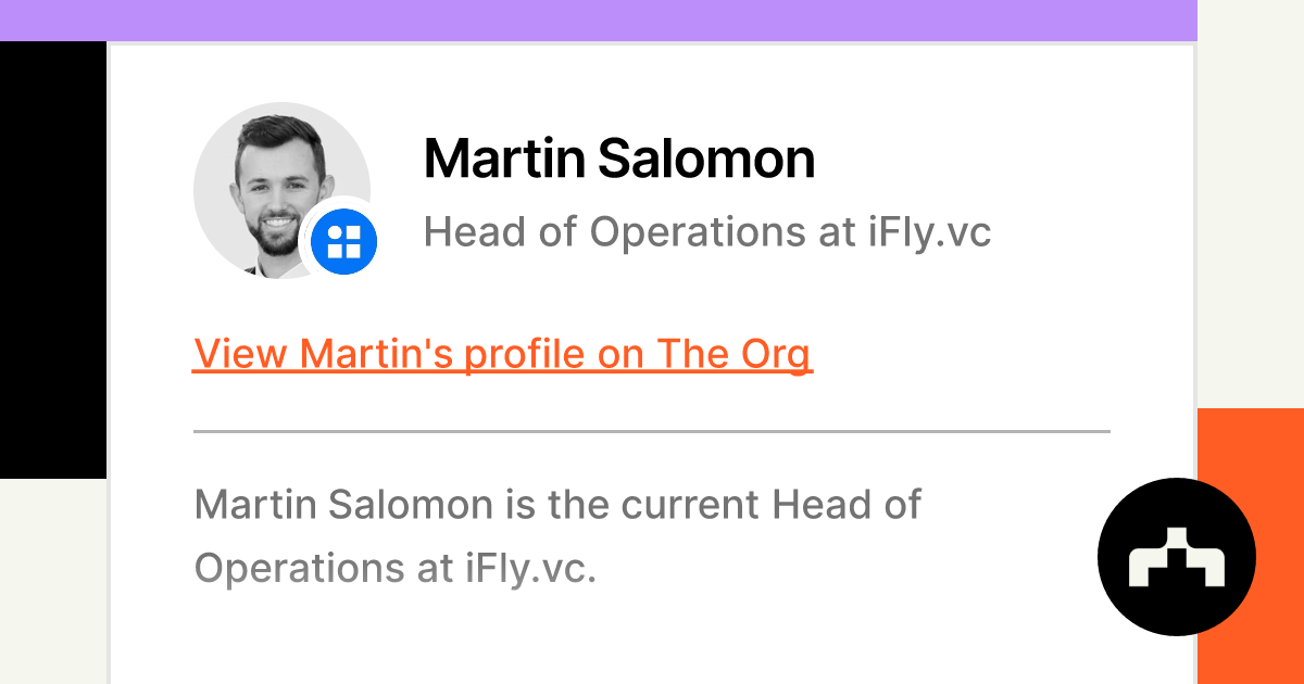 deres Paradoks talentfulde Martin Salomon - Head of Operations at iFly.vc | The Org