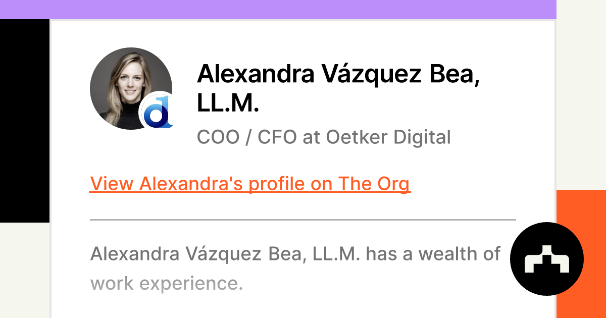 Alexandra Vázquez Bea, LL.M. - COO / CFO at Oetker Digital | The Org