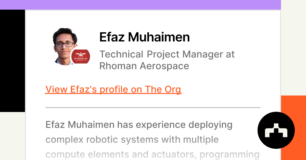 Efaz Muhaimen - Technical Project Manager at Rhoman Aerospace