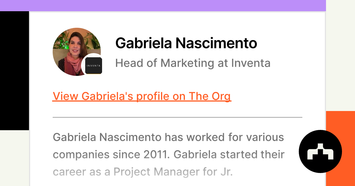 Gabriela Nascimento - Head of Marketing at Inventa