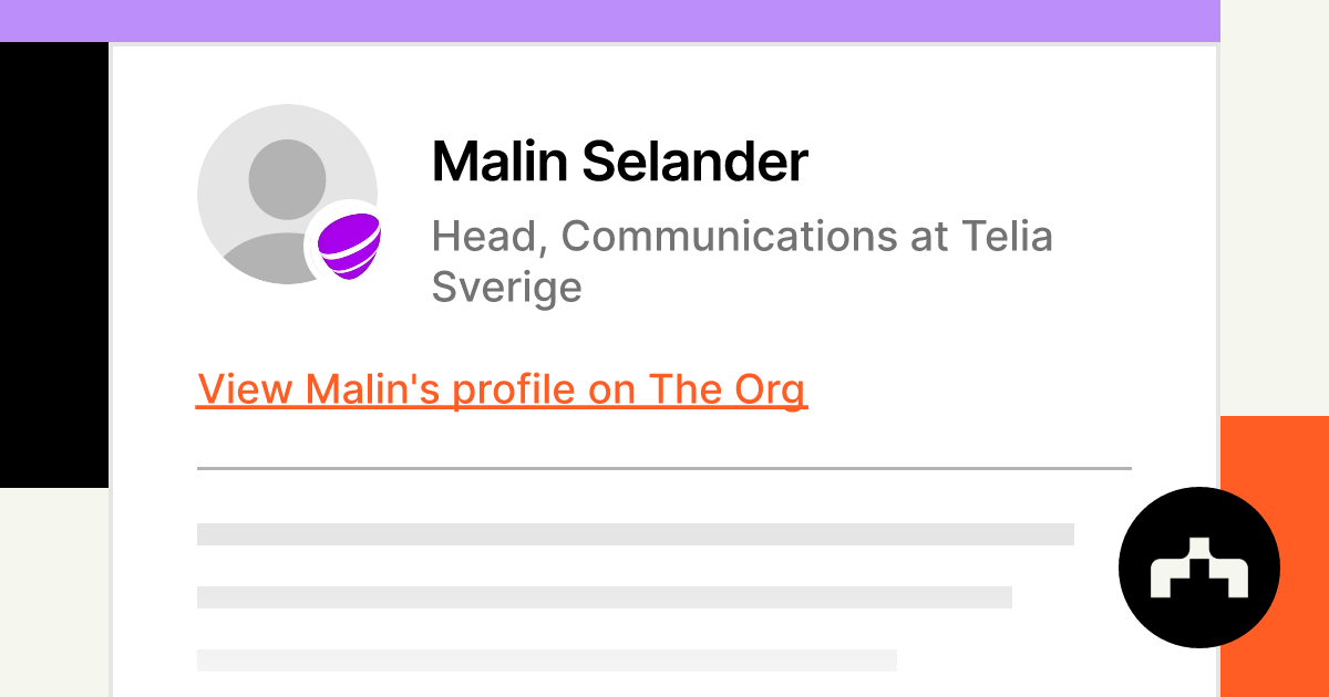 Malin Selander - Head, Communications at Telia Sverige | The Org