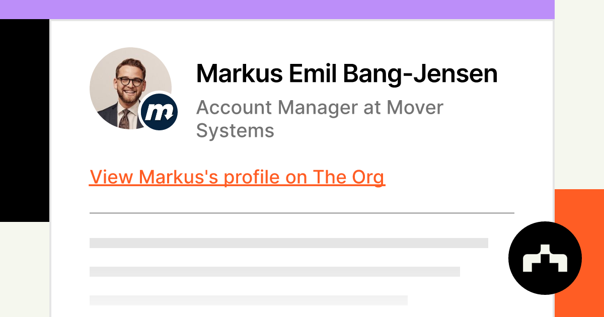 Afbestille usikre Bungalow Markus Emil Bang-Jensen - Account Manager at Mover Systems | The Org
